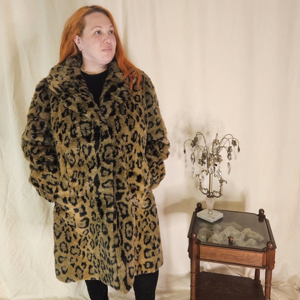 Faux Fur Cheetah Print Coat